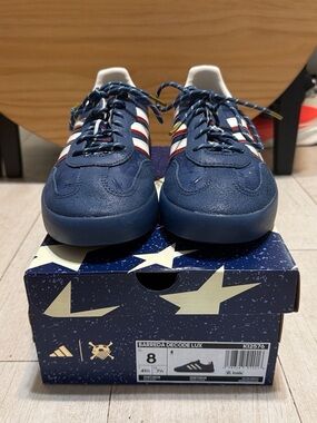 adidas Men’s Navy Sneakers with White & Red Stripes